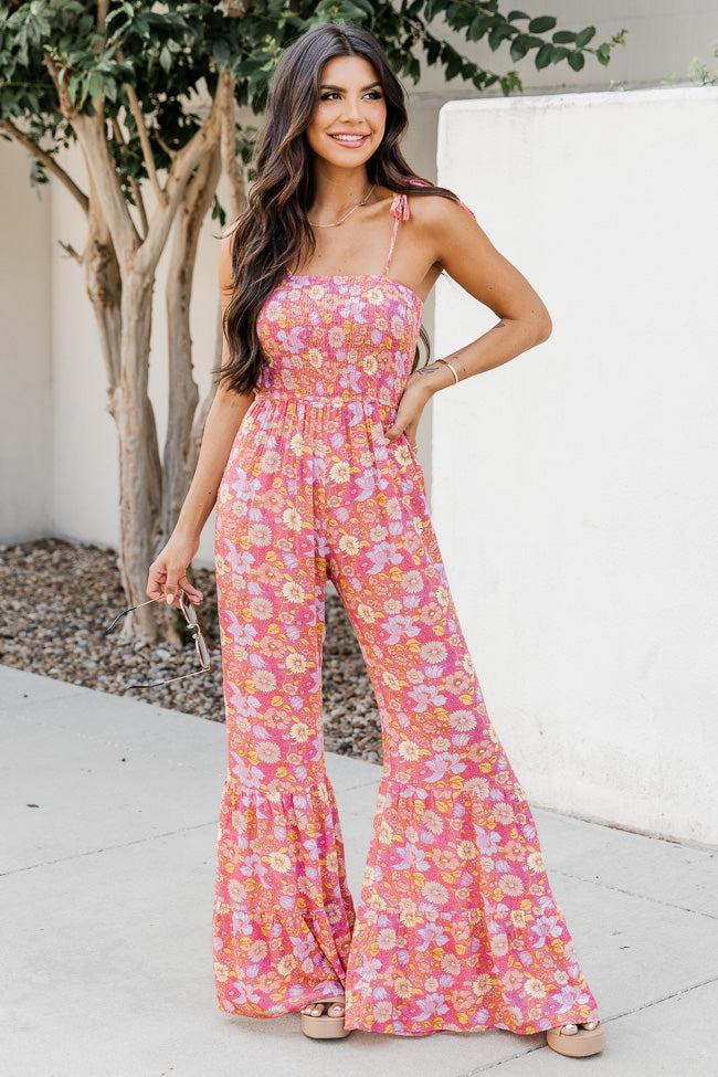 Aware of This Mauve Floral Print Flare Jumpsuit FINAL SALE Product Image