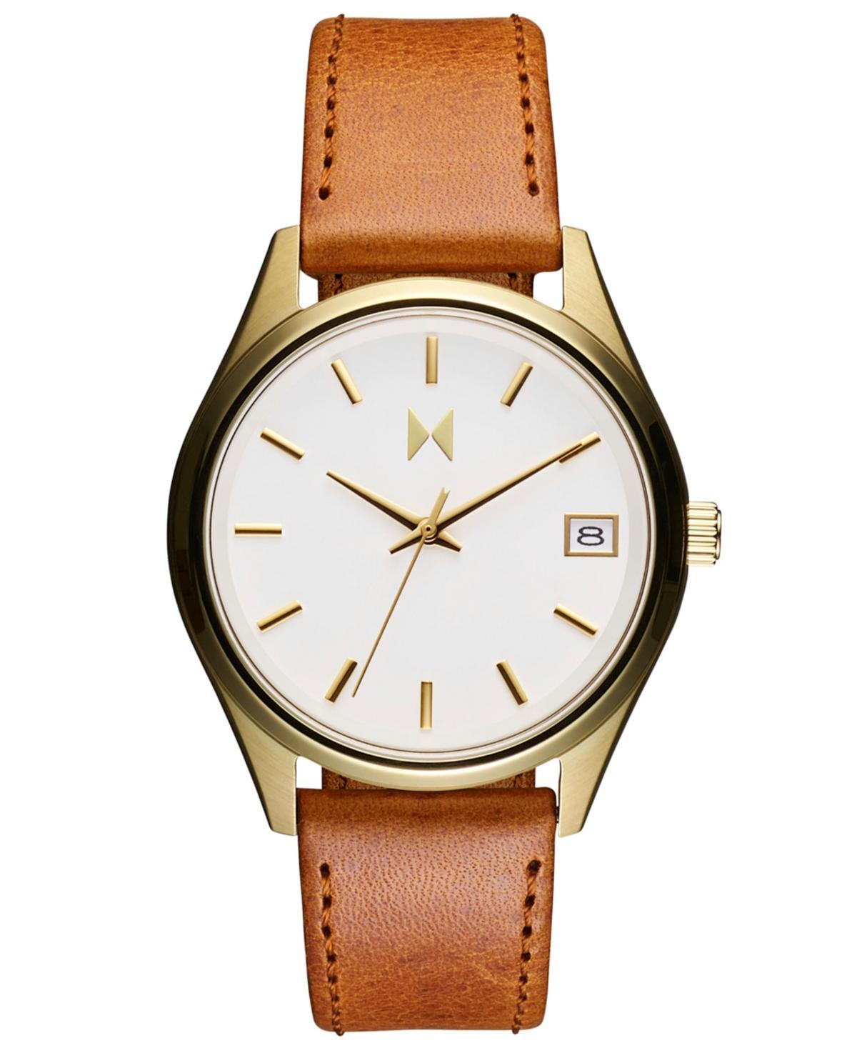 MVMT Womens Rise Boyfriend Quartz Analog Tan Leather Strap Watch Product Image