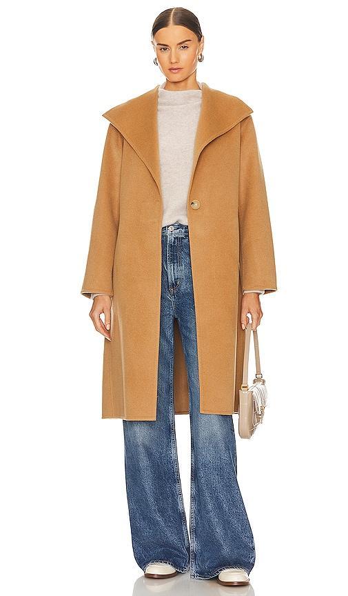 Vince Belted Coat in in Tan. Product Image