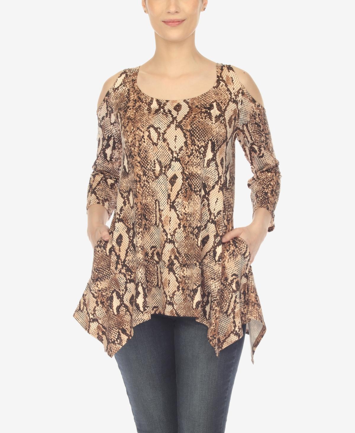 Womens Snake Print Cold Shoulder Tunic Product Image