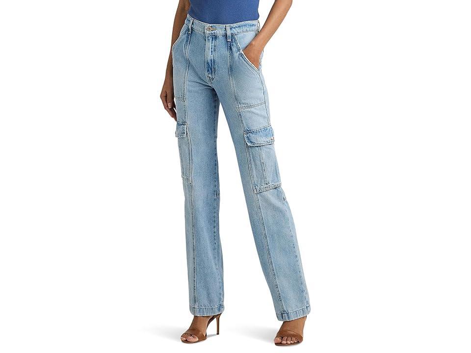 LAUREN Ralph Lauren High-Rise Straight Cargo Jeans (Rodin Wash) Women's Jeans Product Image