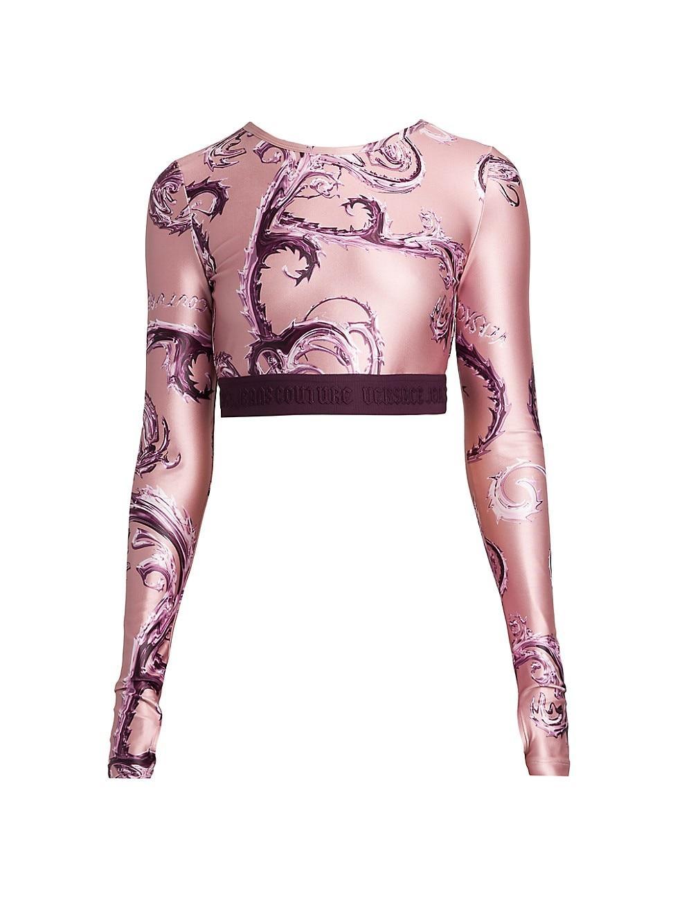 Womens Vine Metallic Long-Sleeve Crop Top Product Image