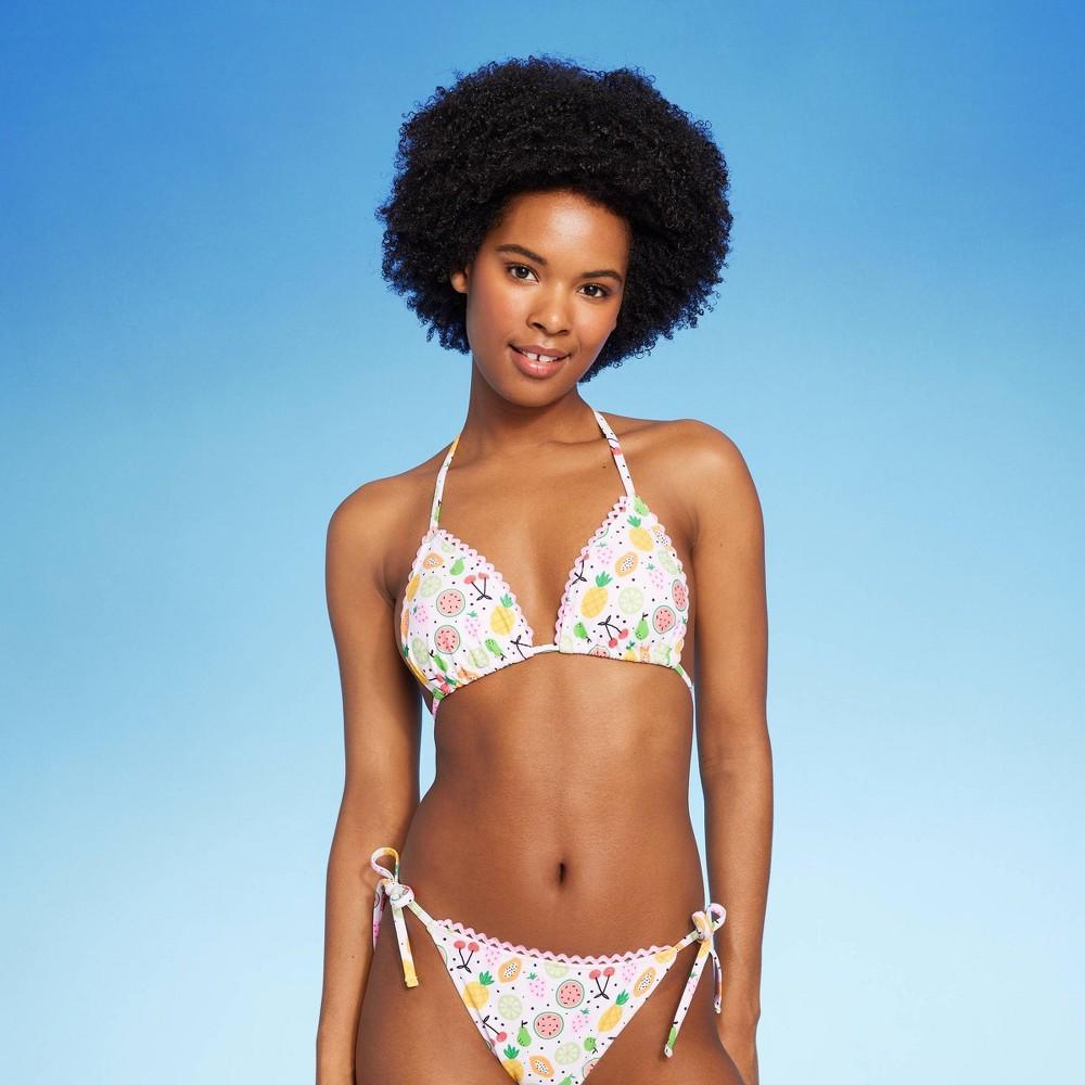 Womens Fruit Print Triangle Bikini Top - Wild Fable White Product Image