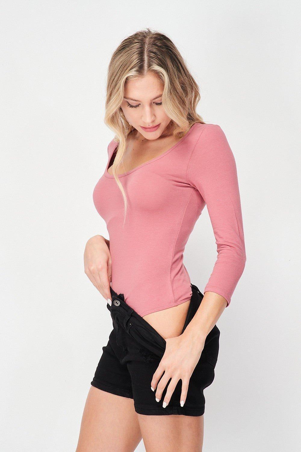 3/4 Sleeve Bodysuit - 2 Colors Product Image