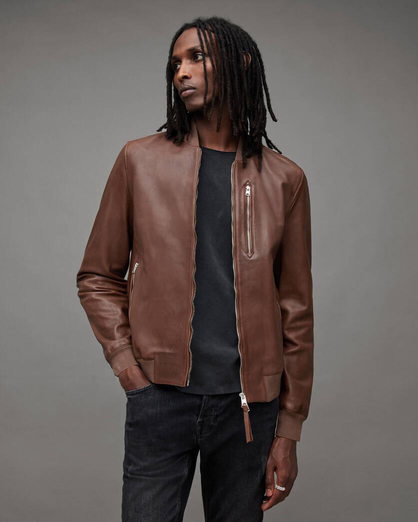 Kemble Zip Up Leather Bomber Jacket Product Image