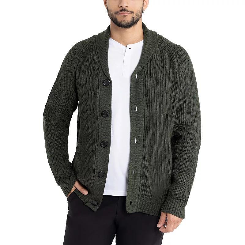 Mens Xray Shawl-Collar Knitted Cardigan Sweater Product Image