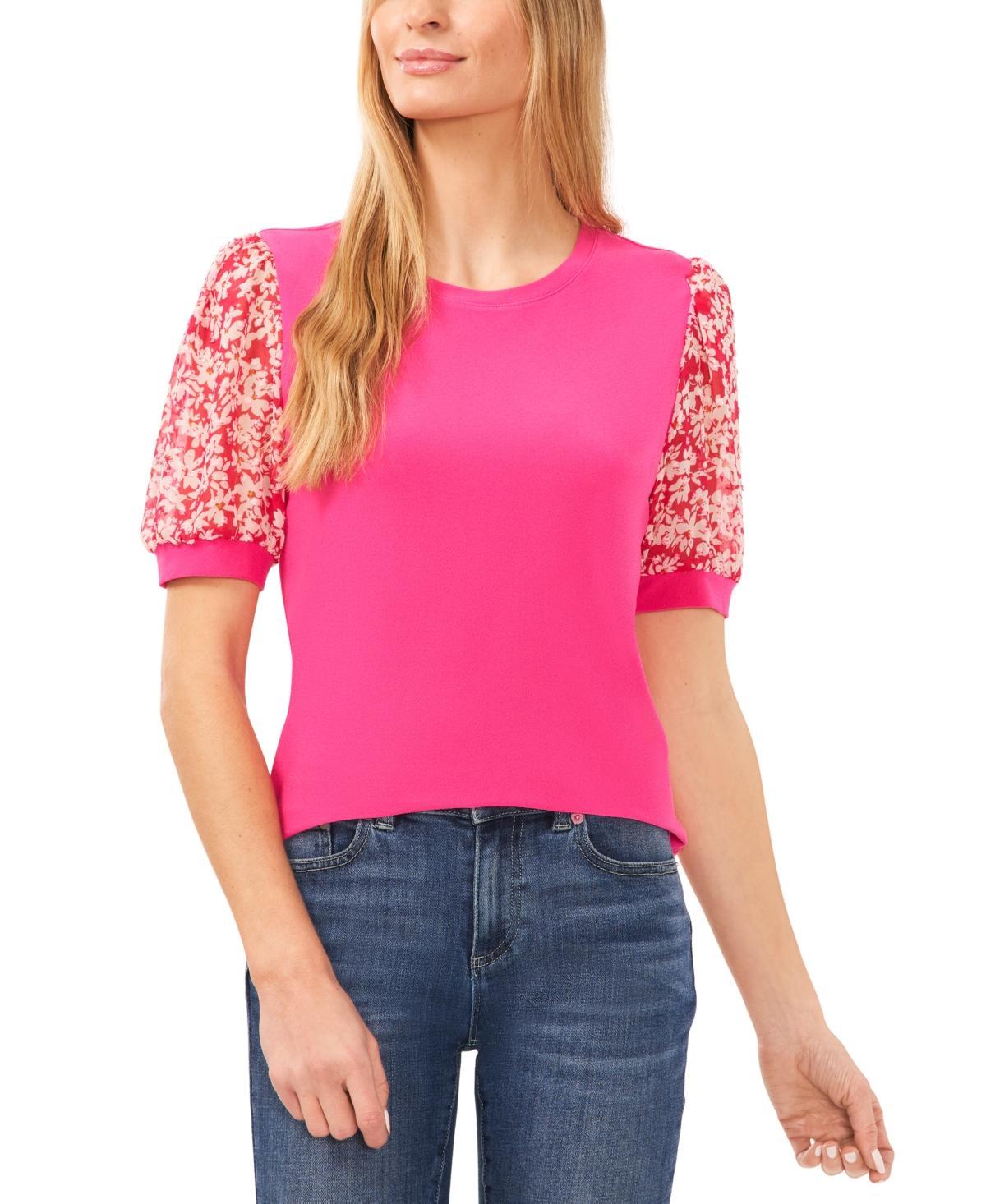 Women's Daisy Mixed Media Short Sleeve Top Product Image