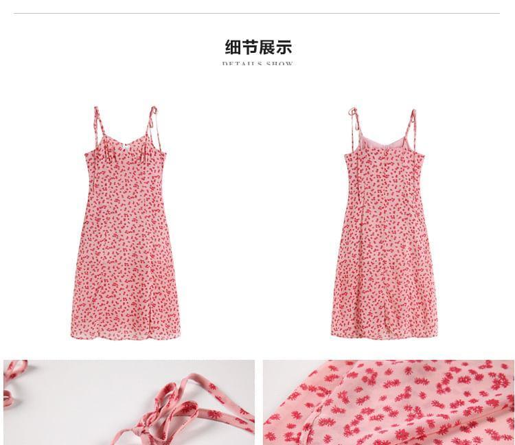 Spaghetti Strap Floral Print Midi Sheath Dress Product Image