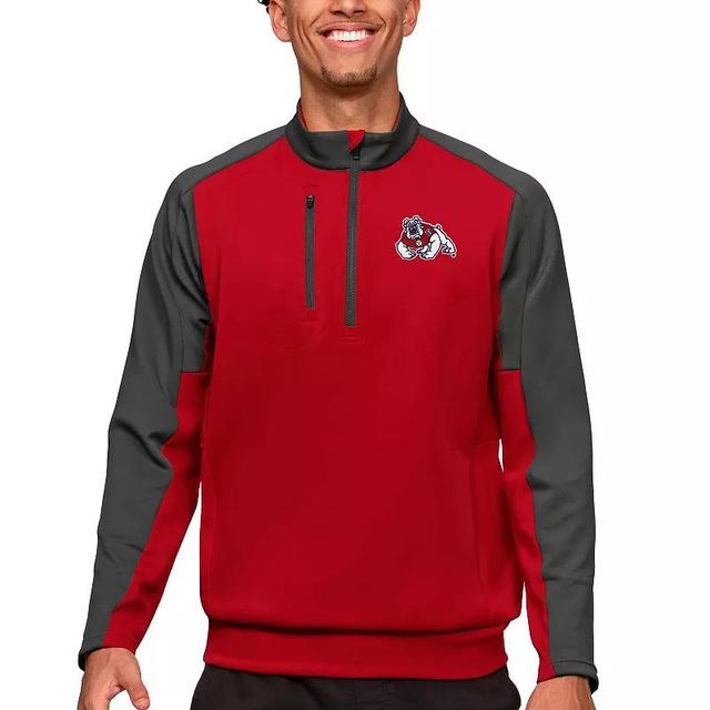 Mens Antigua Red/Charcoal Fresno State Bulldogs Team Quarter-Zip Pullover Top Product Image