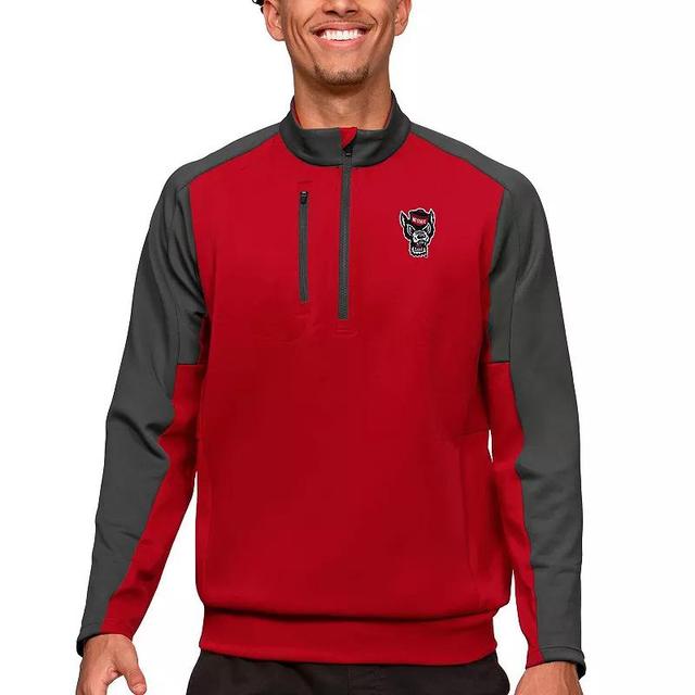 Mens Antigua Red/Charcoal NC State Wolfpack Team Quarter-Zip Pullover Top Product Image