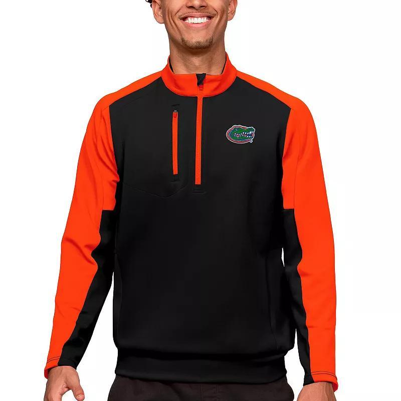 Mens Antigua Black/Orange Bowling Green St. Falcons Team Quarter-Zip Pullover Top Product Image