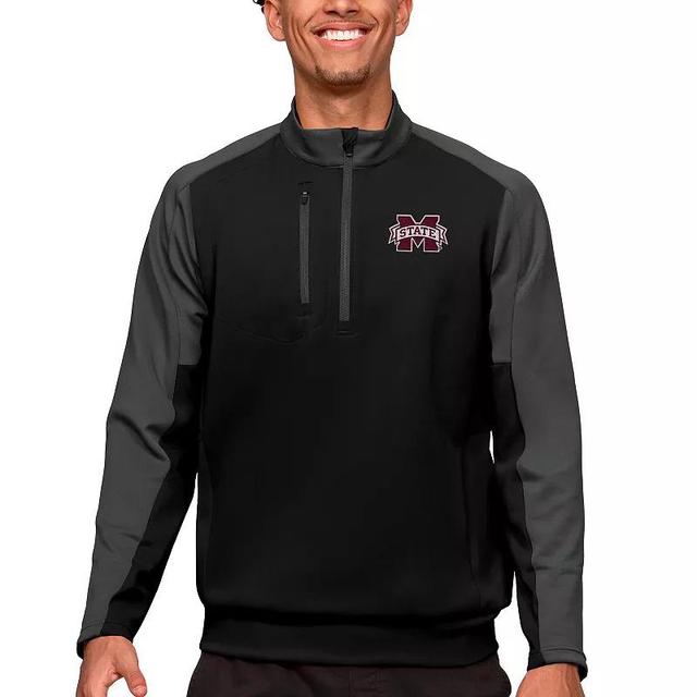 Mens Antigua Black/Charcoal Mississippi State Bulldogs Team Quarter-Zip Pullover Top Product Image