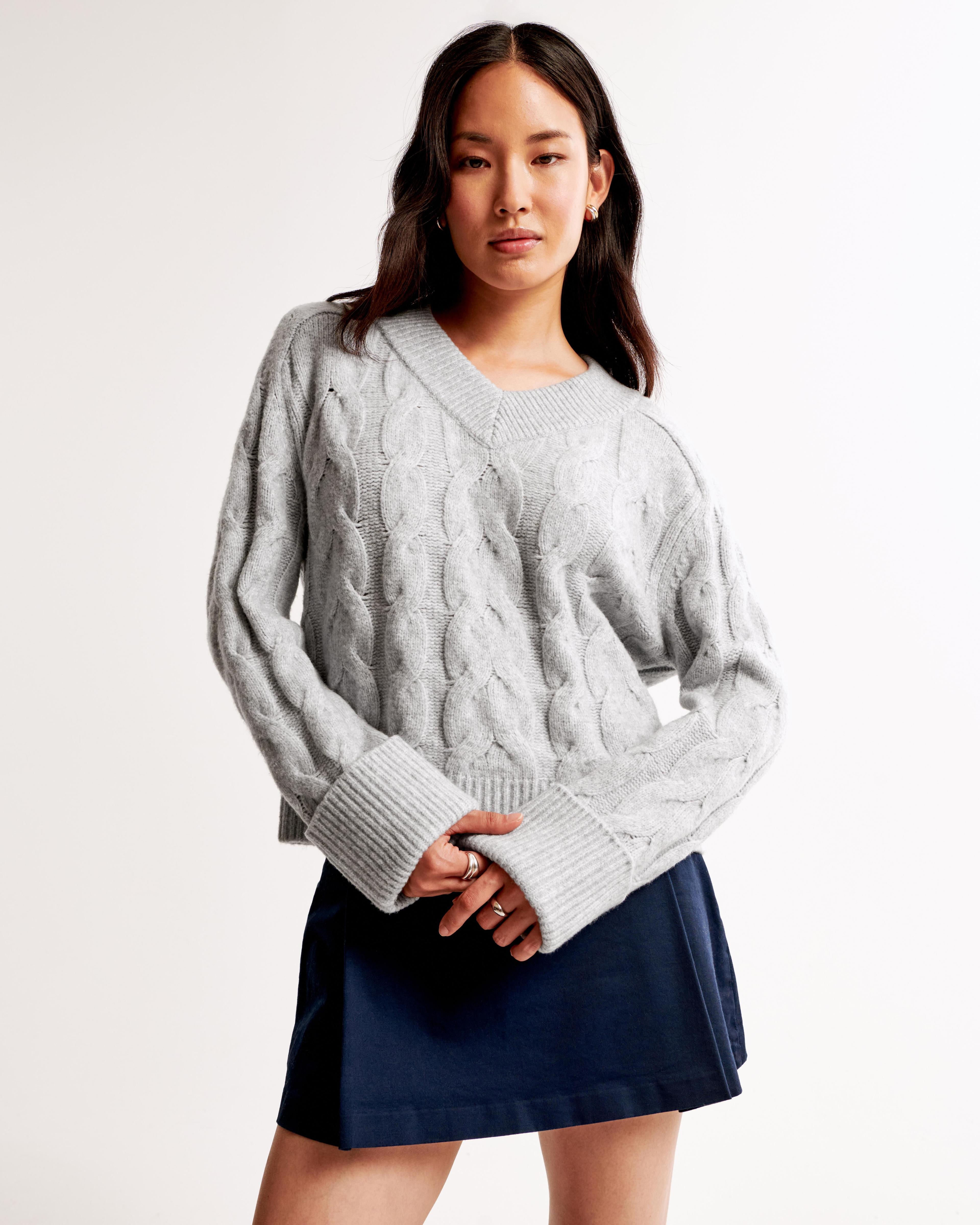 Easy V-Neck Cable Sweater Product Image