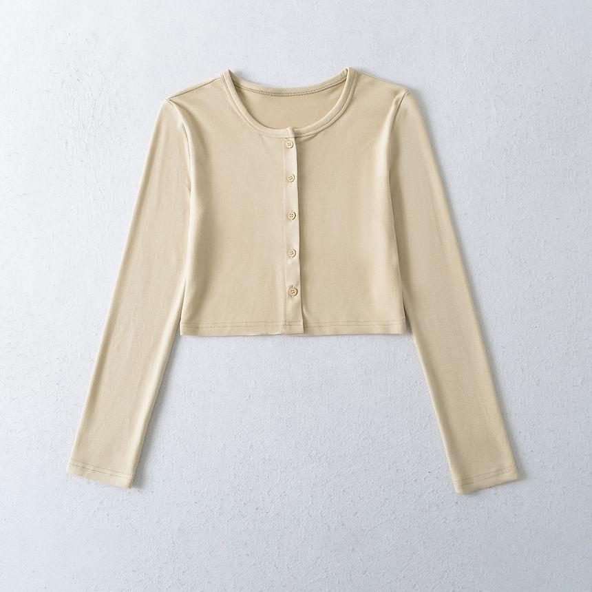 Set: Plain Cami Top + Button-Up Cardigan Product Image