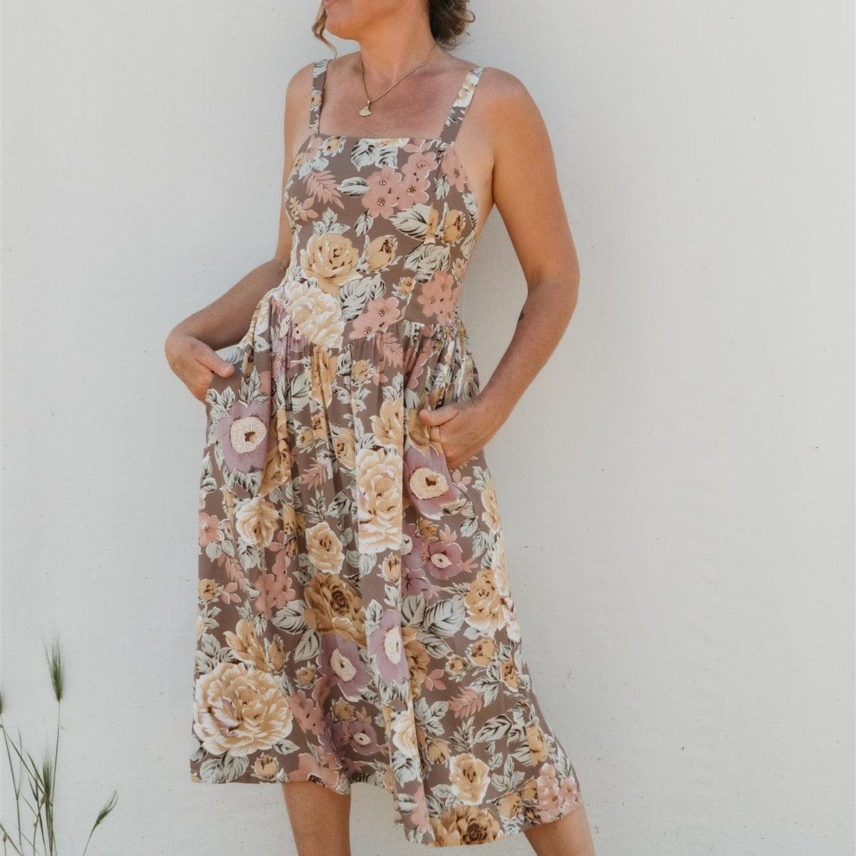 Myrah Dress in Muted Floral Crepe Product Image