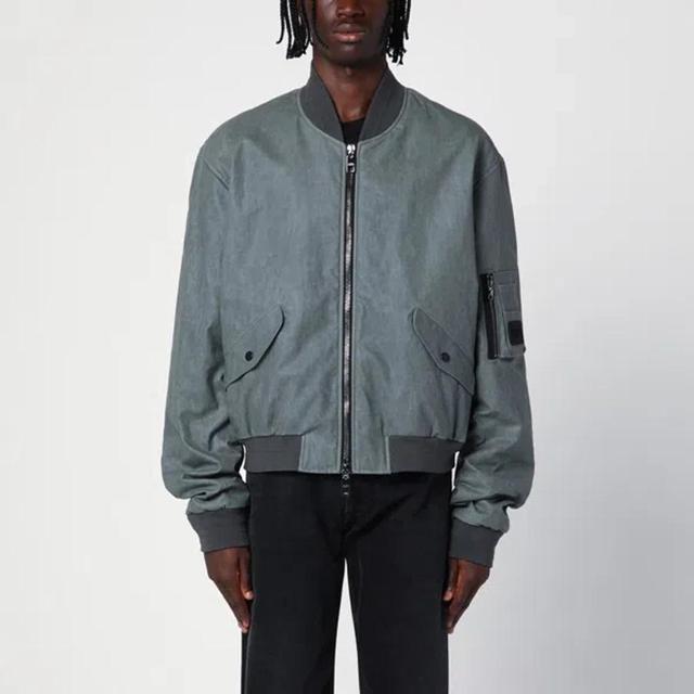 Light Grey Linen Bomber Jacket Product Image