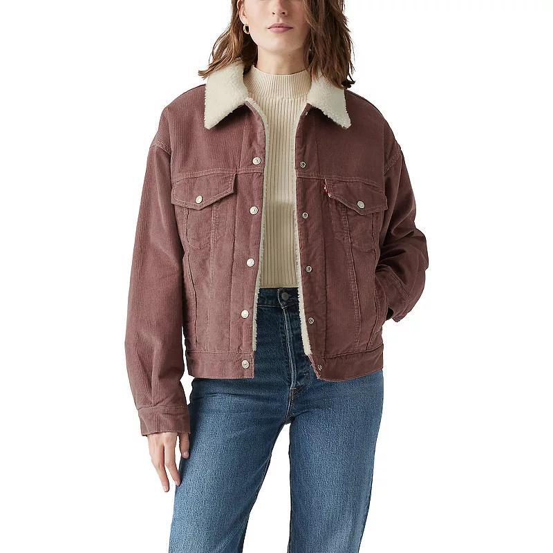 Levis Womens Faux Shearling 90s Trucker Jacket - Rose Taupe Product Image