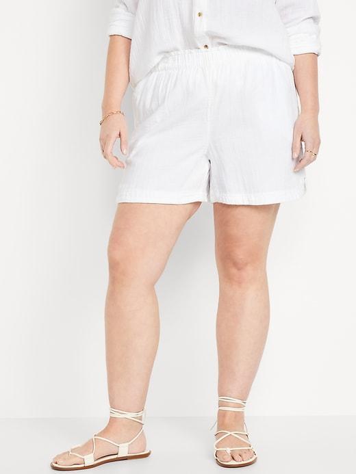 High-Waisted Crinkle Gauze Shorts -- 5-inch inseam Product Image