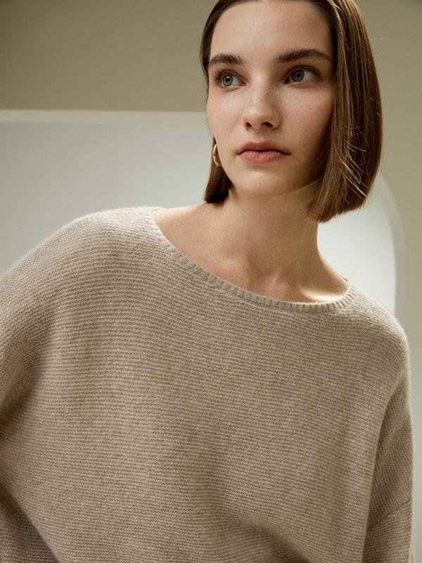 Relaxed Fit Drop-Shoulder Silk Cashmere Blend Sweatshirt Product Image