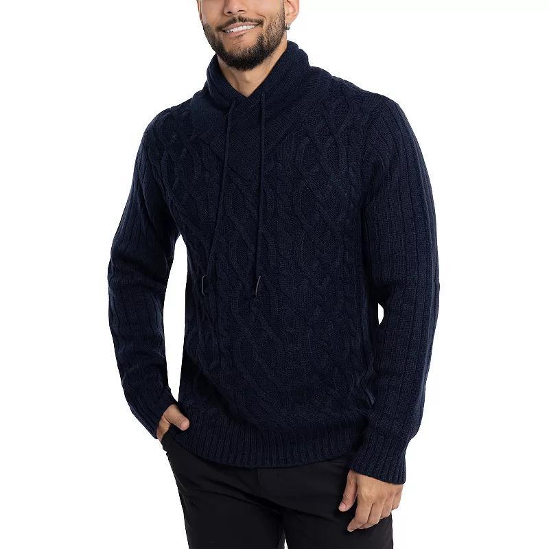 Mens Xray Regular Fit Cable Knit Shawl Collar Sweater Blue Product Image