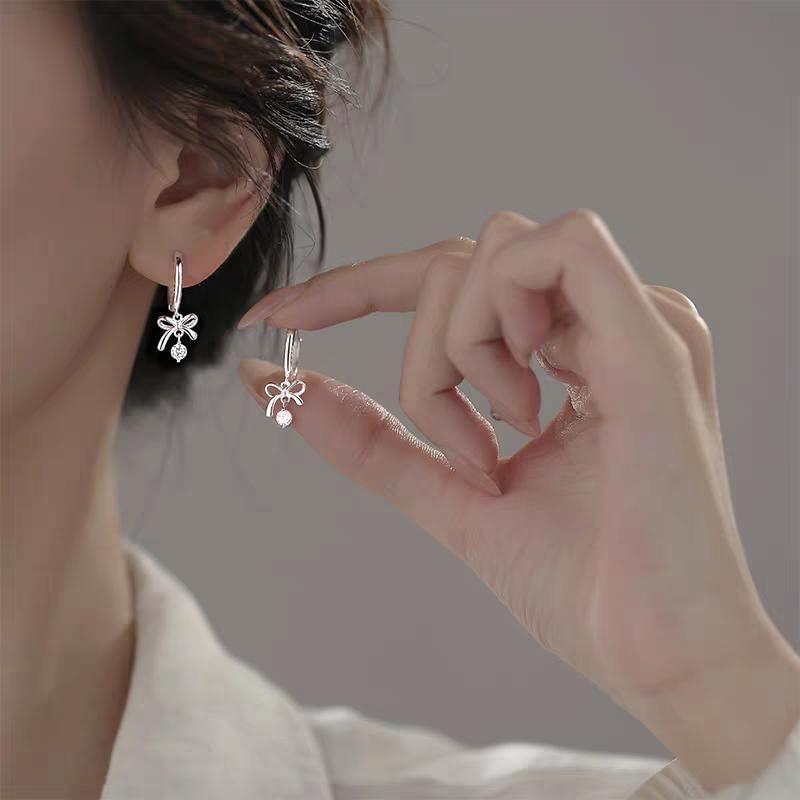 925 Sterling Silver Bowknot Drop Earring Product Image