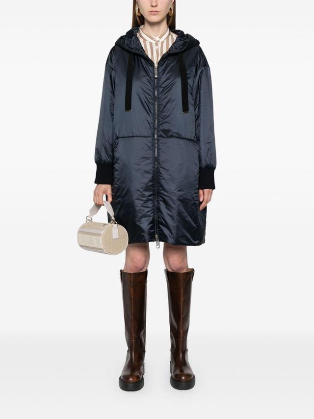 MAX MARA Hooded Zip-up Coat In Blue Product Image