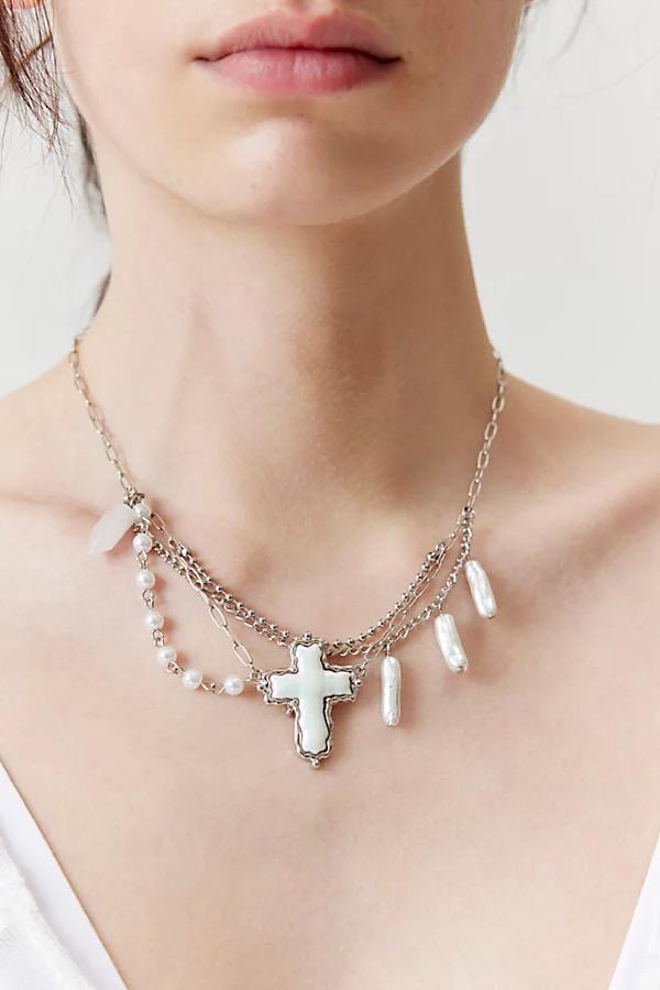 Layered Cross Necklace Womens at Urban Outfitters Product Image