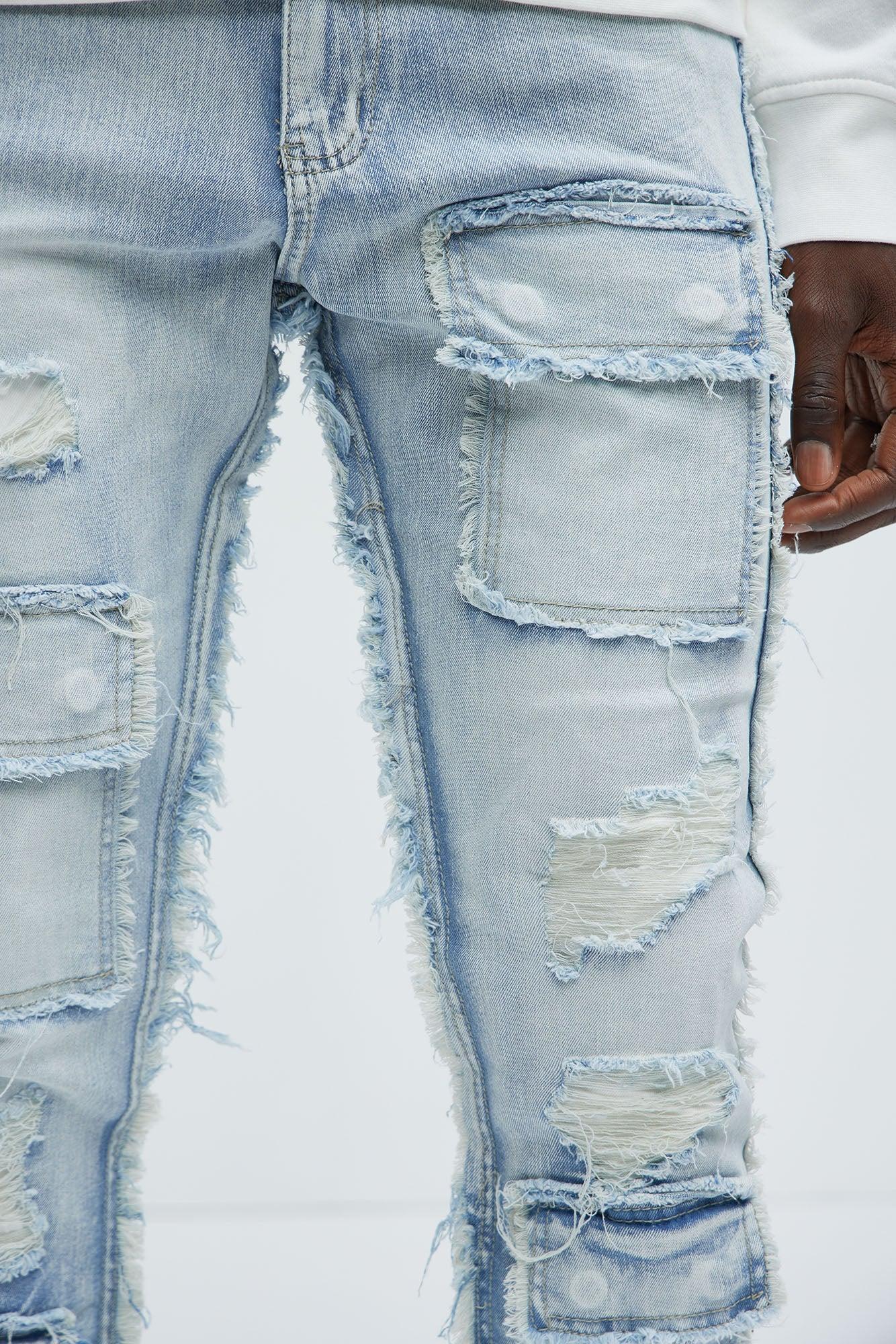 Put Me Through Cargo Slim Jeans - Light Wash Product Image