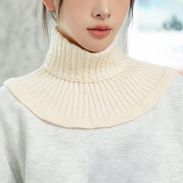 Turtleneck Plain Cable-Knit Decorative Collar Product Image