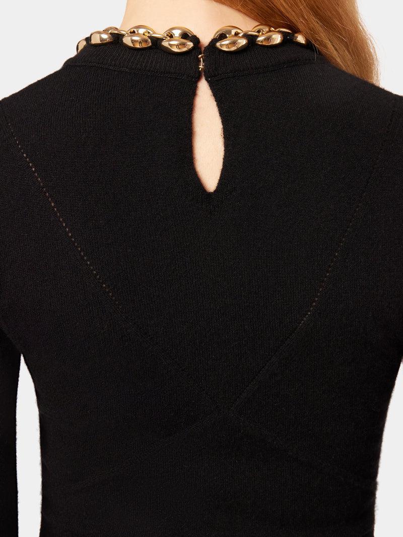 Black wool sweater with the eight chain Product Image