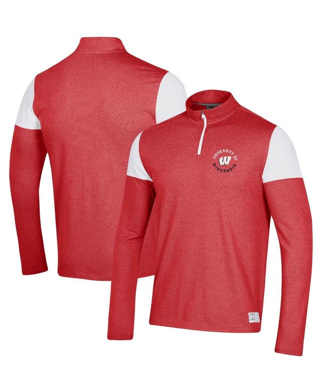 Mens Under Armour Wisconsin Badgers Gameday Tri-Blend Quarter-Zip Jacket Product Image