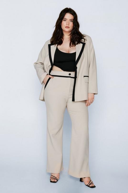 Plus Size Tailored Color Block Pants Product Image