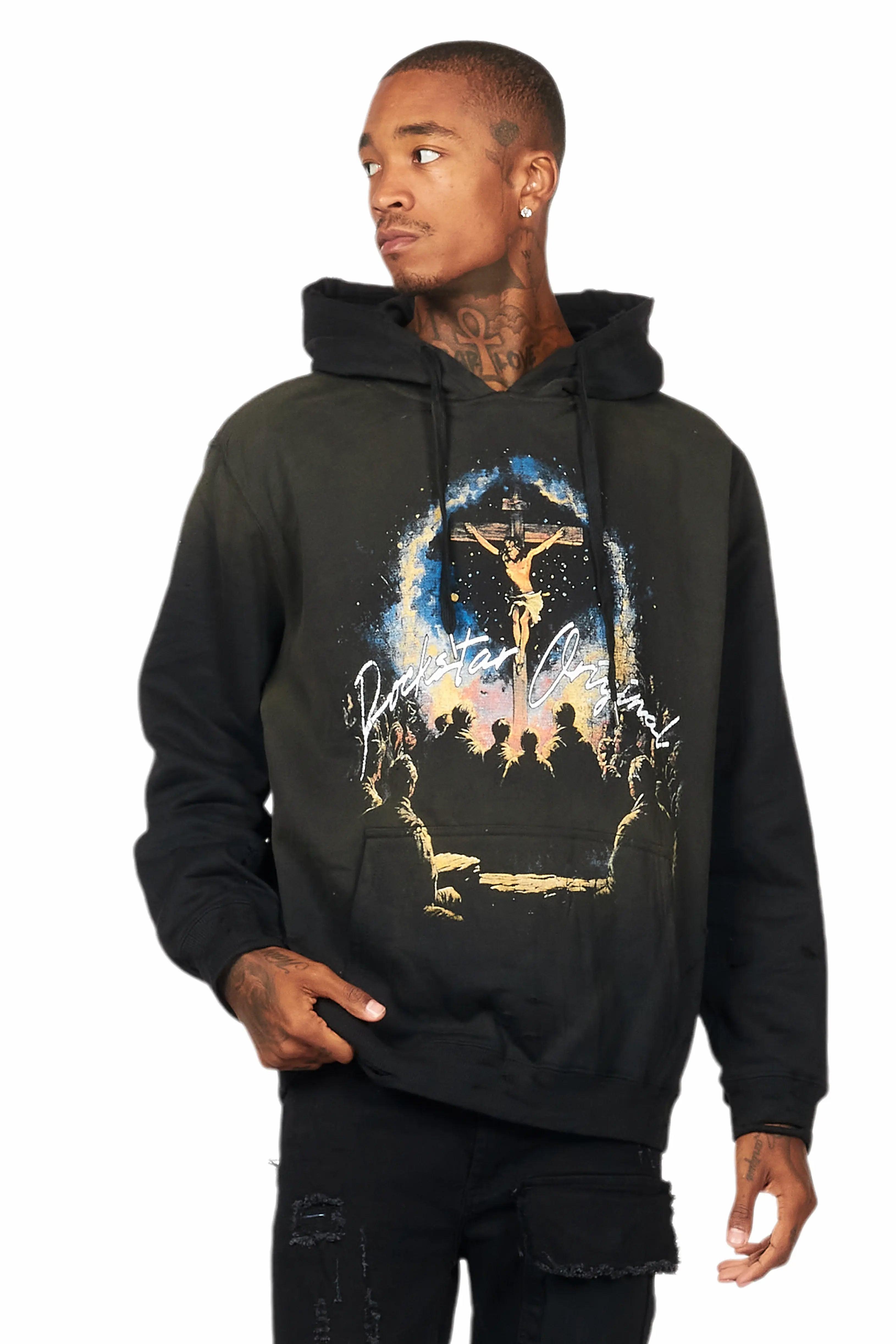 Lajos Black Graphic Hoodie Male Product Image