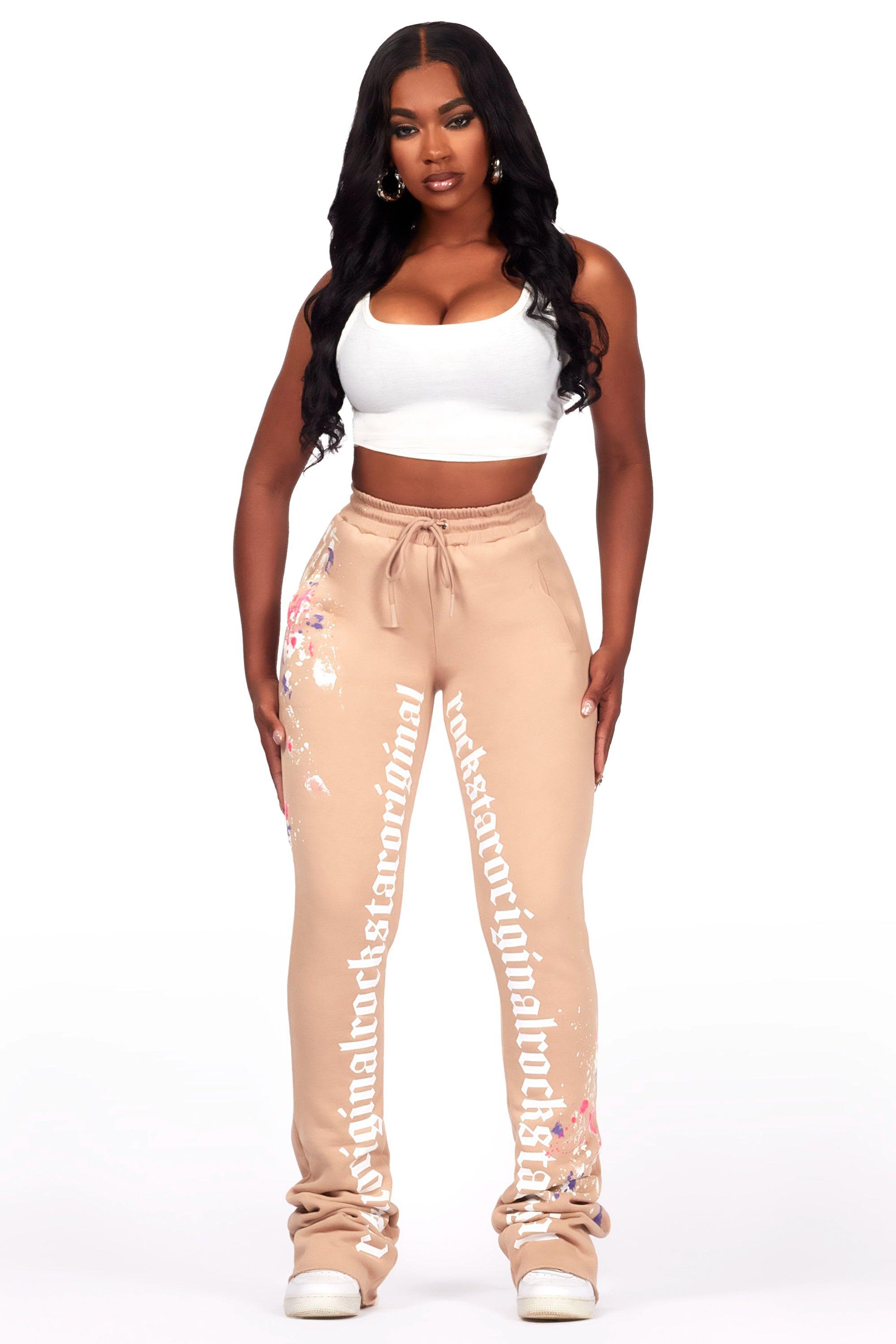 Jacoya Beige Super Stacked Track Pant Female Product Image