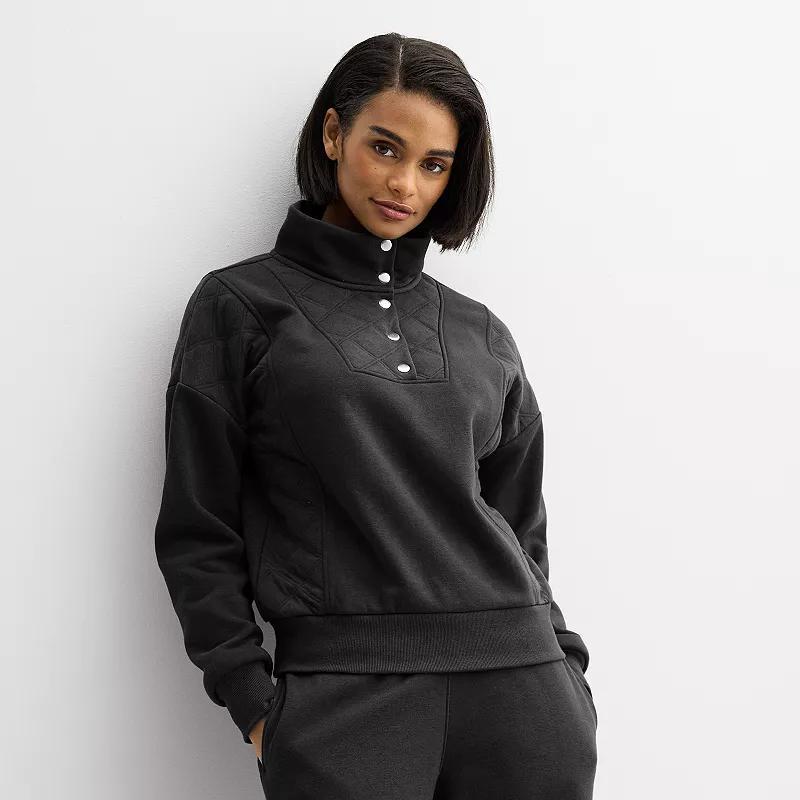 Womens Sonoma Goods For Life Quilted Fleece Sweatshirt Product Image