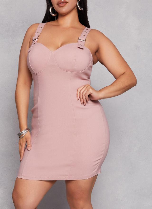 Womens Plus Size Haute Monde Twill Buckle Strap Bustier Dress Product Image