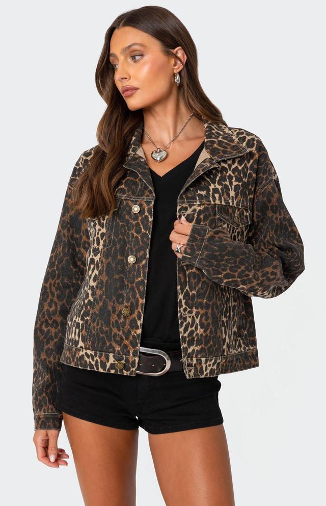 Edikted Women's Print Denim Jacket - Product Image