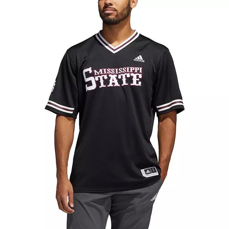 Mens adidas Black Mississippi State Bulldogs Replica V-Neck Baseball Jersey - Black Product Image