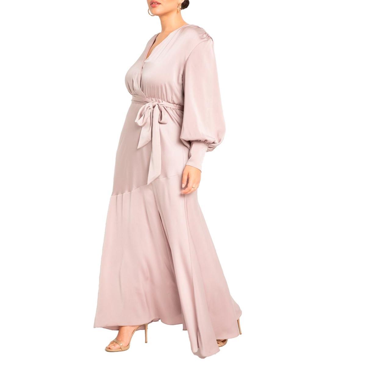 Plus Size Womens Satin Maxi Dress by ELOQUII in Mauve (Size 26) Product Image