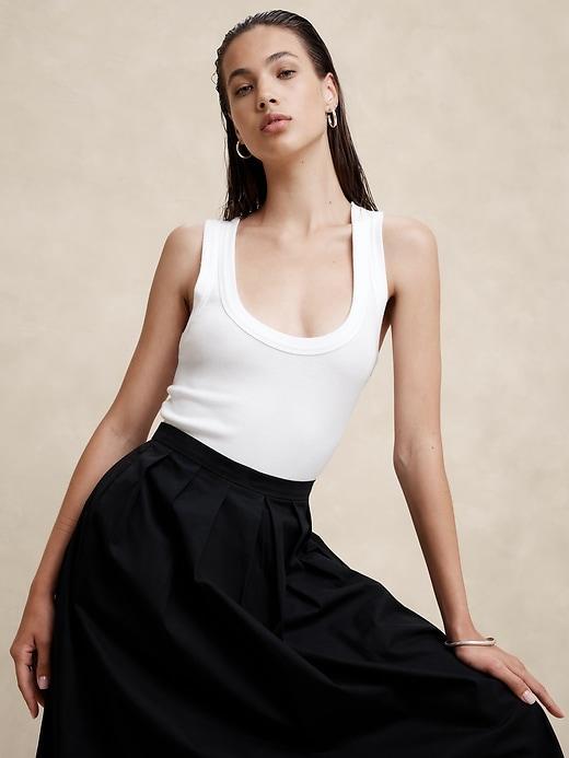 Poplin Pleated Midi Skirt Product Image