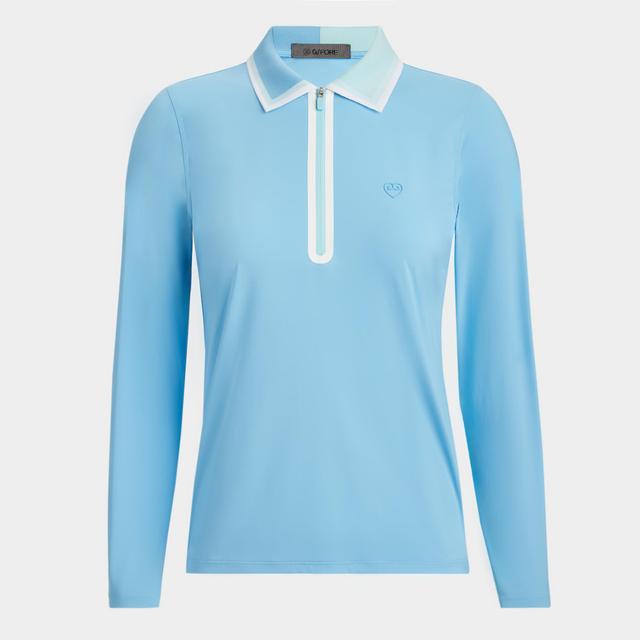 COLOUR BLOCK SILKY TECH NYLON QUARTER ZIP POLO Product Image