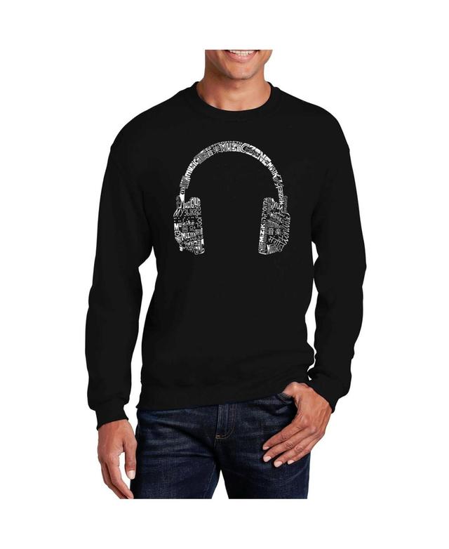 La Pop Art Mens Word Art Headphones - Languages Crewneck Sweatshirt Product Image