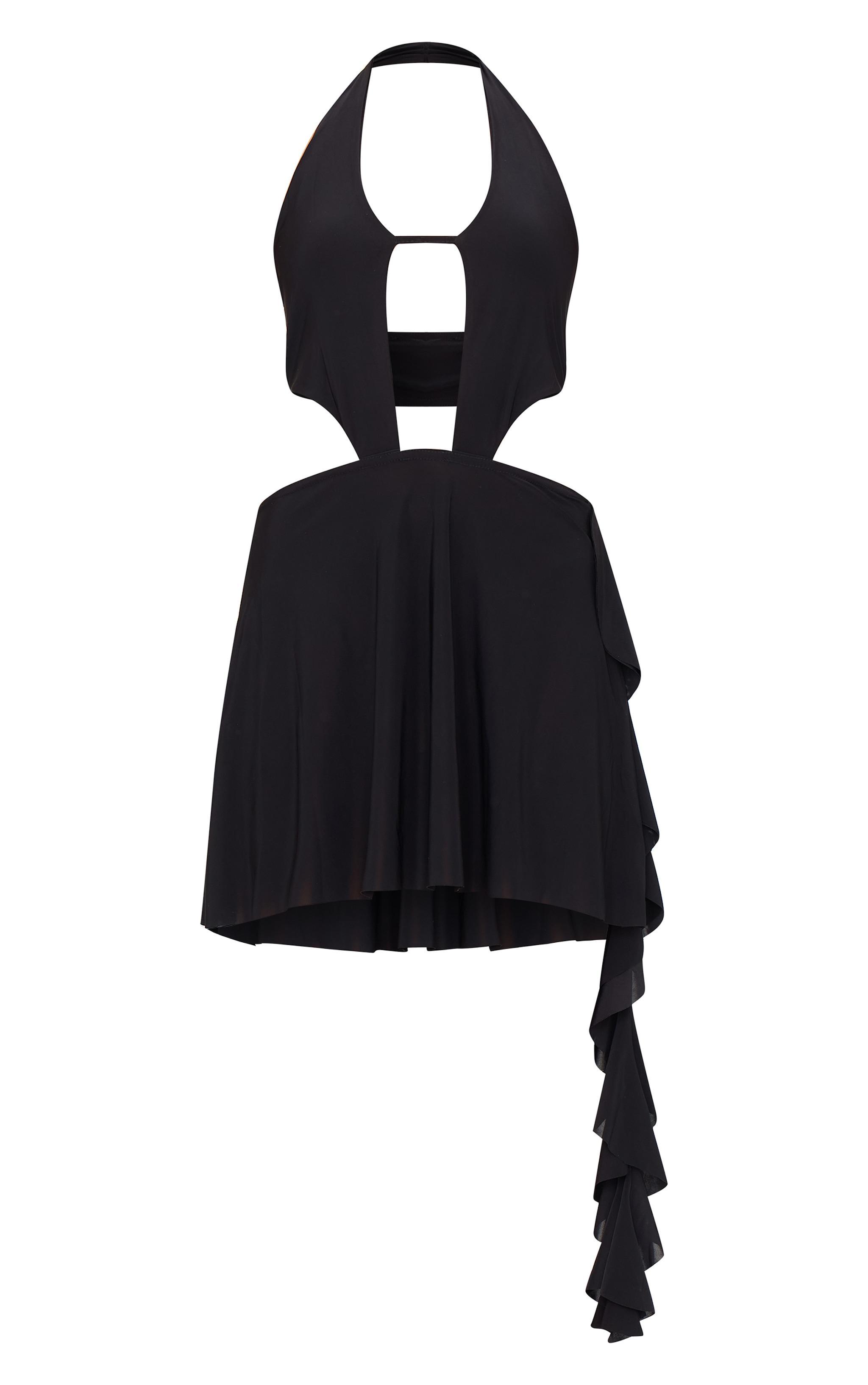 Black Halter Deep Plunge Shift Dress Product Image