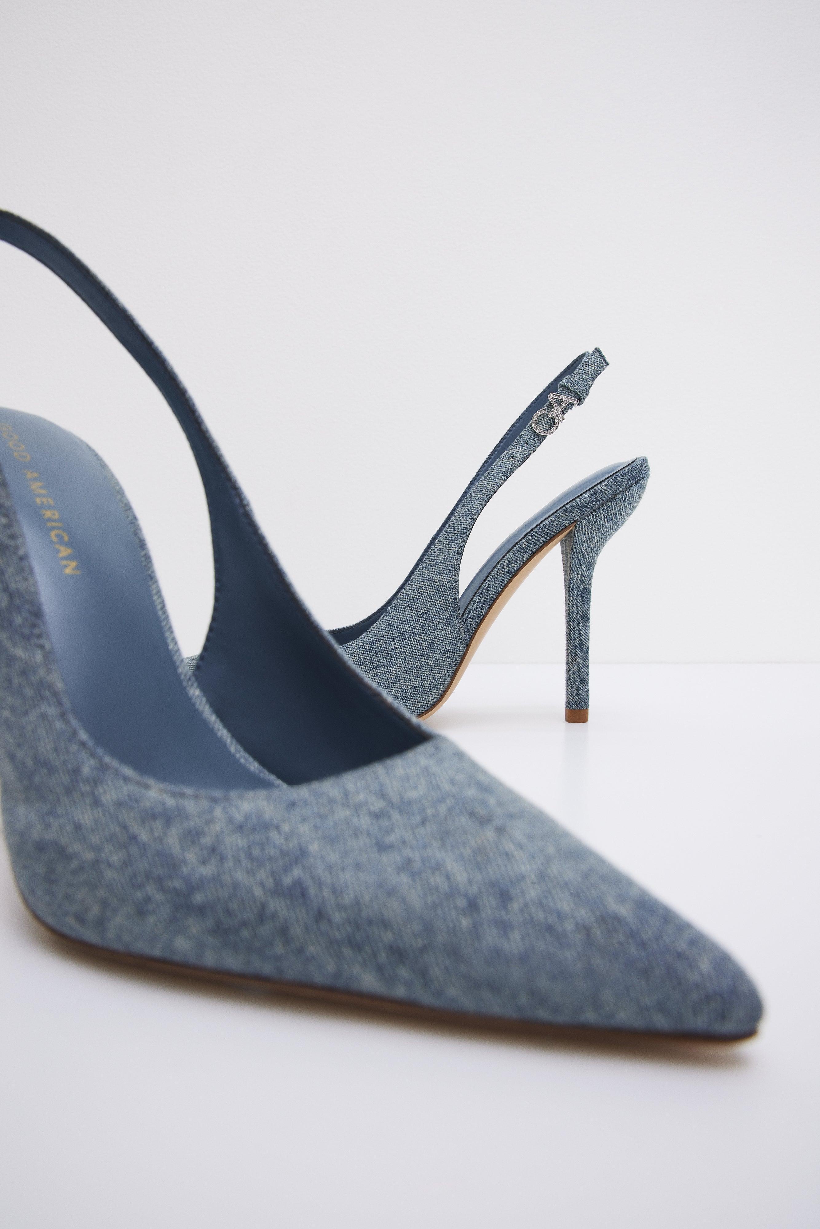 STILETTO SLINGBACK HEELS | BLUE DENIM002 Product Image