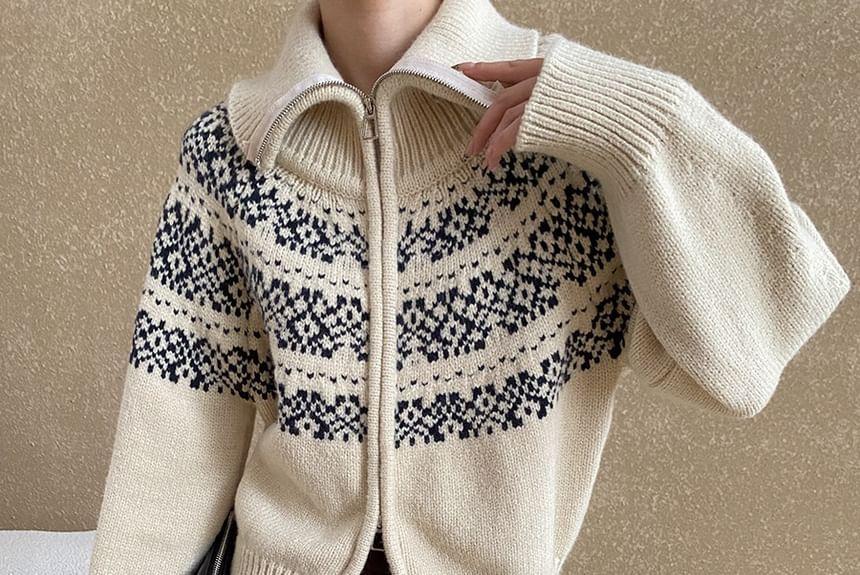 Patterned Zip Cardigan Product Image