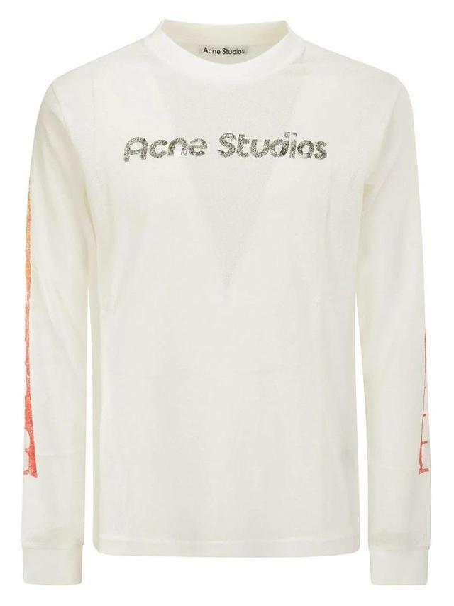 Logo Printed Long Sleeved T-shirt In 183 Optic White Product Image