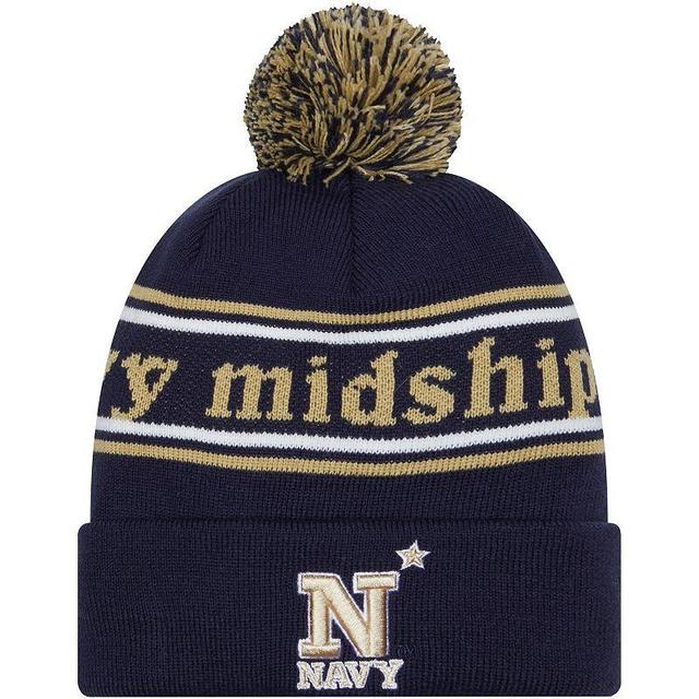 Mens New Era Midshipmen MarqueeCuffed Knit Hat with Pom, Blue Product Image