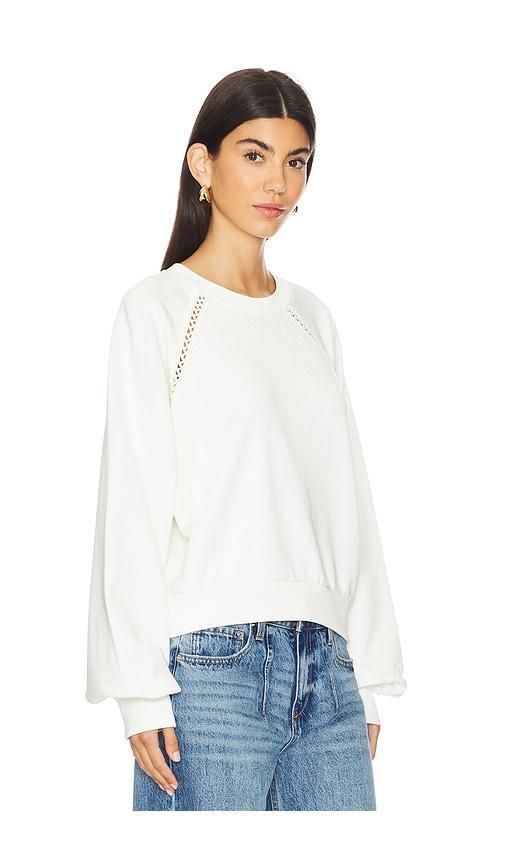 ALLSAINTS Womens Chalk White Ewelina Ladder-trim Relaxed-fit Organic-cotton Sweatshirt Product Image