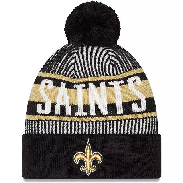 Mens New Era New Orleans Saints Striped Cuffed Knit Hat with Pom Product Image