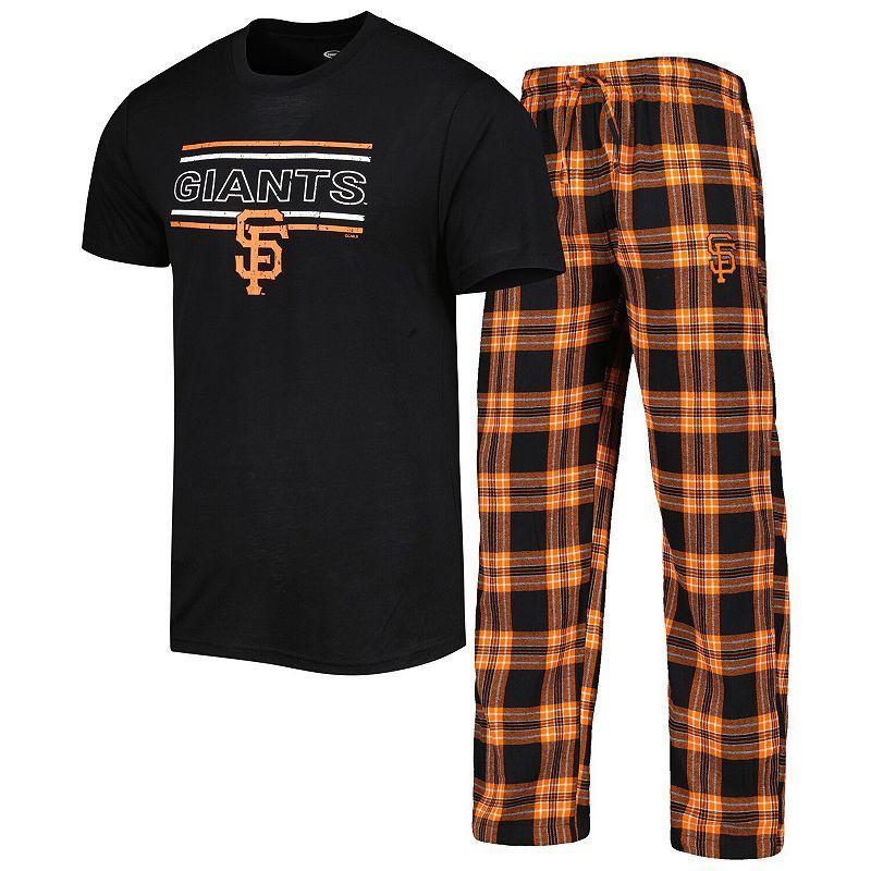 Mens Concepts Sport Black/Orange San Francisco Giants Badge T-Shirt & Pants Sleep Set Product Image